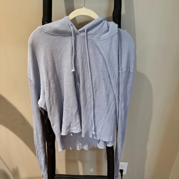 Brandy Melville John Galt Purple-Blue Waffle-Knit Hoodie - Picture 1 of 4